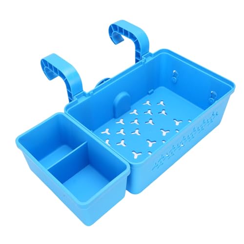 Asixxsix Speicherkorb des Pools, Oberhalb des Oberirdischen Poolzubehörorganisators mit Tassenhalter für Stahlrunde oder Ovale Rahmenpools, Passt 3 Zoll oder Weniger Top -Schiene (Blue) von Asixxsix