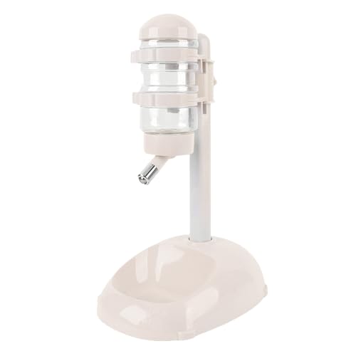 Asixxsix Stehender Wasserspender für Haustiere, höhenverstellbar, automatischer Wasser-Futterspender, Futternapf, 500 ml Hunde-Wasserflaschenspender, Hunde-/Katzen-Futter-Wassernapf-Set (Beige) von Asixxsix