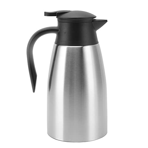 Asixxsix Thermo-Kaffeekaraffe aus Edelstahl, 1,5 L oder 2 L, Große Kapazität, Presstyp, Isolierte Kaffee-Thermoskanne, Tragbare Kaffee-Thermokanne, Ersatz für Heißes Wasser, Tee, Heiße Getränke(1,5L) von Asixxsix