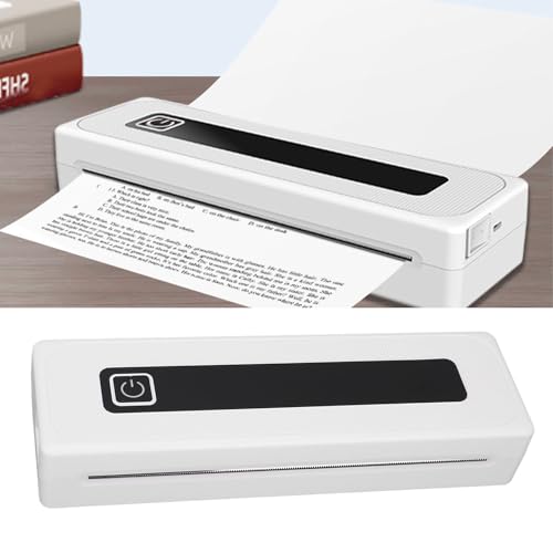Asixxsix Tintenloser Tragbarer Drucker für Reisen, 200DPI Wireless Thermaldrucker mit 1 Roll -Thermalpapier, Unterstützt 8,5 X 11 Zoll US -Buchstabengröße, Kleine Bluetooth von Asixxsix