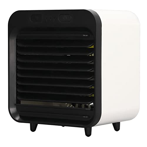 Tragbare Klimaanlage, Mini-Luftkühler mit 3 Geschwindigkeiten, USB-betriebener Verdunstungskühler, Kleiner Desktop-Lüfter mit 200-ml-Tank für Schlafzimmer, Büro, Wohnzimmer,(Schwarz-Weiss) von Asixxsix