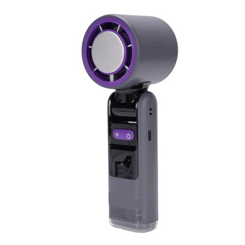 Asixxsix Tragbarer Handventilator, stufenlos einstellbarer Turboventilator mit 100 Geschwindigkeiten und Eiskühlung, LED-Licht und Digitalanzeige, faltbarer tragbarer Handventilator (GRAY) von Asixxsix