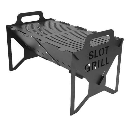 Asixxsix Tragbarer Holzkohlegrill, Faltbarer Edelstahl Grill mit Abnehmbarer Installationsstruktur für Kochcamping -Picknick -Hinterhof Im Freien von Asixxsix