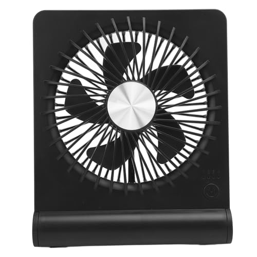 Asixxsix Tragbarer Tischventilator, über USB aufladbar, leise, kleinn, batteriebetrieben, 3 Geschwindigkeitsstufen einstellbar, Tischkühler für das Homeoffice (BLACK) von Asixxsix