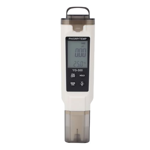 Asixxsix Wassertester, 3 in 1 mit Hoher Genauigkeitsglas pH Sensor Orp Elektrode und Temperatursonde, Tragbarer Digitaler Wassertester mit LCD Display für Pools Farms Research von Asixxsix