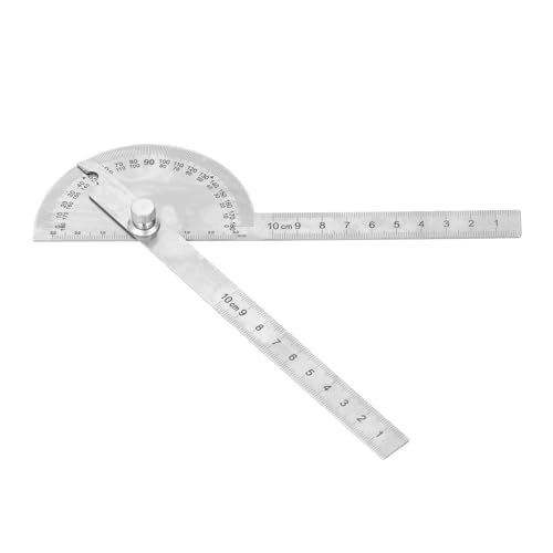 Asixxsix Winkelmesser aus Edelstahl, 180 Grad, Zweiarmiges Lineal, Verstellbarer Winkelmesser, Lineal für die Holzbearbeitung, Messwerkzeuge, Winkelsucher-Lineale, 10 Cm/3,94 Zoll von Asixxsix