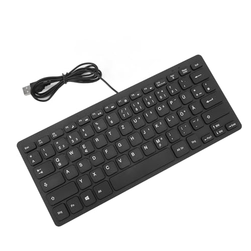 Asixxsix Zweisprachige Tastatur, Spanisch/Französisch/Deutsch Englisch, Zweisprachige Tastatur, 78 Tasten, Ultraschlanke Kabelgebundene (Deutsches QWETZ-Layout) von Asixxsix