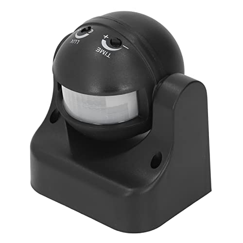 Bewegungsmelder-Schalter, PIR-Bewegungsmelder-Schalter, 110-240V hochempfindlicher Infrarot-Bewegungsmelder-Lichtschalter mit wasserdichtem Gehäuse, einstellbar um 180 Grad (Schwarz) von Asixxsix