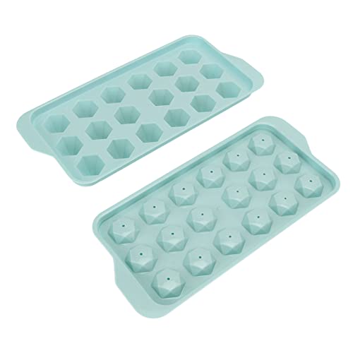 Eiswürfelschale, flexible, einfach zu lösende, stapelbare Eiswürfelschale mit abnehmbarem Deckel und einzigartigem, geformtem Design Eiswürfelform für Gefrierschrank,(Diamant 18 Gitter Blau) von Asixxsix