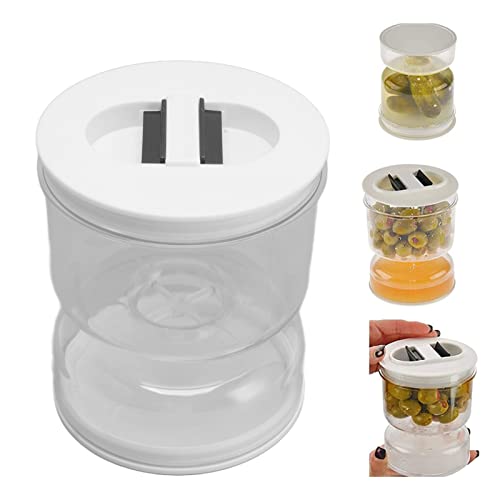 Essiggurken- und Olivenglas mit Sieb, auslaufsicheres Essiggurken- und Oliven-Sanduhrglas Acryl Essiggurken-Flip-Glas Kimchi-Glas Trocken- und Feuchttrennung Küche Einmachgläser von Asixxsix