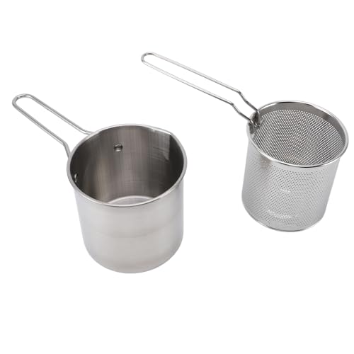 Fritteusentopf aus Edelstahl 304, Kompakter Kochtopf, Fritteuse mit Siebkorb, Multifunktionaler Mini-Fritteusentopf für Induktionskochfeld, Platzsparend, für Meeresfrüchte von Asixxsix