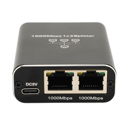 Gigabit-Ethernet-Splitter 1 zu 2, 1000 Mbit/s Hochgeschwindigkeits-Netzwerk-Splitter mit USB-Stromkabel für Cat5 5e 6 7 8, LAN-Splitter mit USB-Kabel, RJ45-Splitter, von Asixxsix