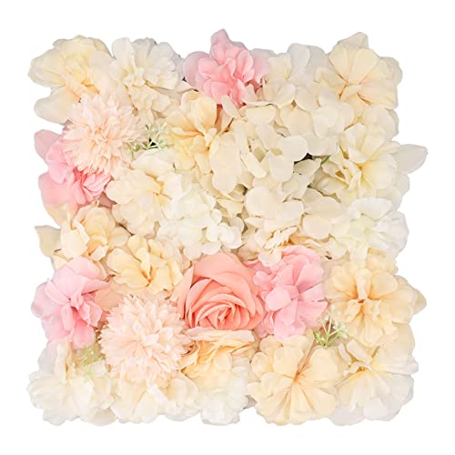 Kunstblumen-Wandpaneel, 38,1 X 38,1 Cm, Blumen-Wandmatte, Seidenrosen-Blumenpaneel, Wanddekoration, Romantischer Blumenhintergrund für Hochzeit, Geburtstag, Party, Heimdekoration (Gelb und Rosa) von Asixxsix