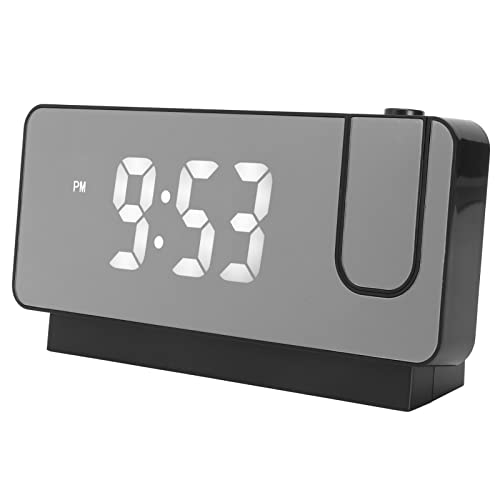 Projektionswecker, HD-LED-Wecker mit Projektion an der Decke Wand Digitaler Wecker mit 180° Drehbarem Projektor, Snooze, Temperatur, Nachttischuhr für Schwere Schläfer (Schwarz) von Asixxsix