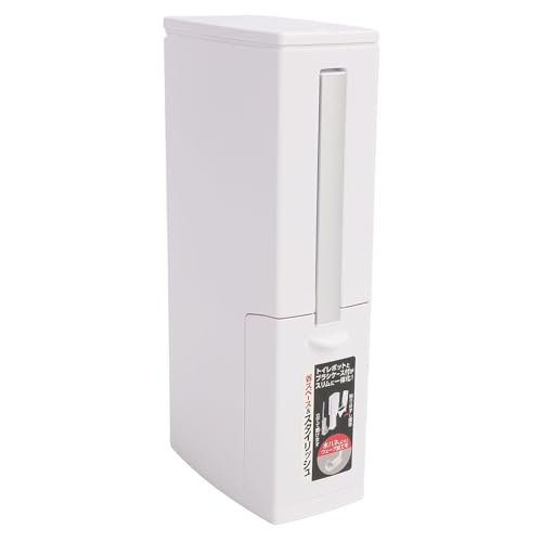Schlanker Badezimmer-Mülleimer mit Bürste, Aufklappbarem Deckel, 3-in-1-Mülleimer, 1,3 Gallonen für Kleinen Raum, Herausnehmbarer Inneneimer, Verdeckte Toilettenbürste (White) von Asixxsix