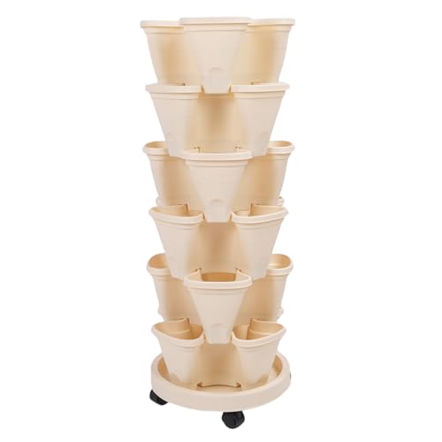 Stapelbare Pflanzgefäße, Multi Layer 4 segmentierte Division platzsparende vertikale Pflanzgefäße einfaches Management für Indoor Outdoor-Pflanzen Erdbeeren Kräuter Blumen von Asixxsix