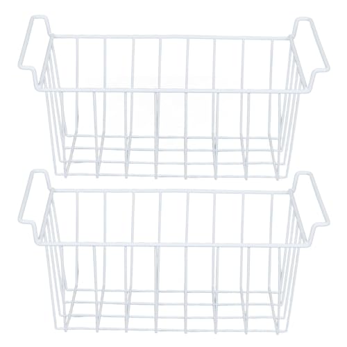 Truhen-Gefrierkörbe, Robuster Organisationsbehälter aus Metalldraht für Kühlschränke und Schränke mit Hängegriffen und Breiter Anwendbarkeit, 2 Packungen (WHITE) von Asixxsix