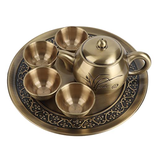 Vintage Kaffee Teekanne, Messing Orchidee Muster Türkisches Tee-Set mit 1 Teekanne & 4 Kaffeetassen und 1 Teetablett Exquisite Handwerk Teetasse Kit für Hochzeit Tee Tisch Dekor von Asixxsix