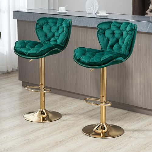 Askelierg Swivel Bar Stools Adjustable Counter Height Chairs with Footrest for Kitchen, Dining Room 2PC/Set Grün von Askelierg