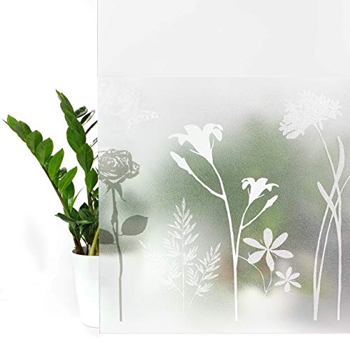 DecoMeister Fensterfolie statisch selbsthaftend Glasfolie UV-Schutz Sichtschutzfolie Dekofolie für Schlafzimmer, Badezimmer, Kinderzimmer Adhäsionsfolie 45x240 cm Blossom Frühling/Blumen von DecoMeister