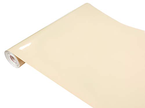 DecoMeister Klebefolie Dekorative Möbelfolie Selbstklebende Folie für Möbel Deko-Folie Einfarbige Selbstklebefolie Einheitliche Farbe Rolle 45x200 cm Natur Beige Glanz von DecoMeister