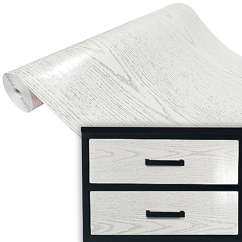 Klebefolie Möbel 45x100 cm | Selbstklebende Möbelfolie in Holzoptik - wasserfest und zuschneidbar | Folie für Möbel ideal zum Renovieren von Schränken, Türen und Arbeitsplatten | Perlmuttholz Weiß von DecoMeister