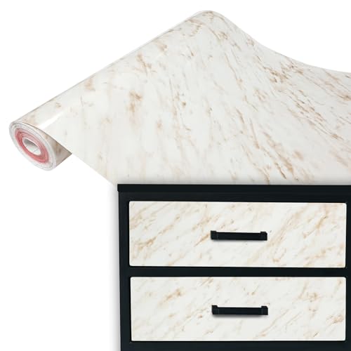 DecoMeister Klebefolie Möbel 67,5x100 cm | Selbstklebende Möbelfolie in Stein- und Marmoroptik | Klebefolie für Möbel ideal für Küche, Bad und DIY Projekte | Carrara Beige von DecoMeister