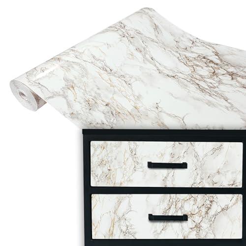 DecoMeister Klebefolie Möbel 90x100 cm | Selbstklebende Möbelfolie in Stein- und Marmoroptik | Klebefolie für Möbel ideal für Küche, Bad und DIY Projekte | Cortes Braun von DecoMeister