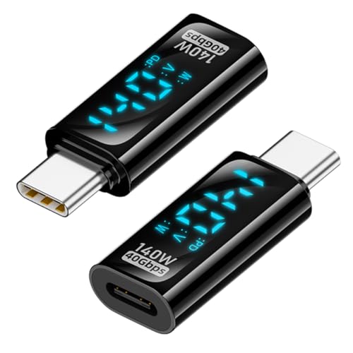 Askoppo 140-W-USB-C-auf-USB-C-Adapter mit mit LED Display, überträgt Daten mit bis zu 40 Gbit/s, geeignet für PD-Schnellladung für iPhone 15-Serie, Galaxy S23, (Kompatibel mit iPhone)(2 Stück) von Askoppo