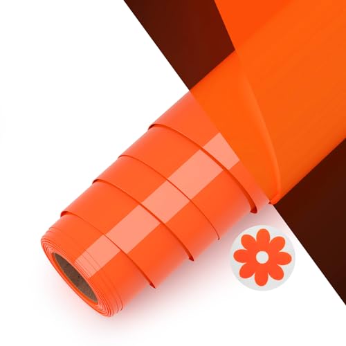 Asoway Plotterfolie Textil Orange leuchtend 3D Puff Vinylfolie HTV 25 X 244cm, Flexfolie Plotter Textil für DIY Kleidung, Mützen, Hosen, andere Stoffe, Leicht zu schneiden und zu jäten von Asoway