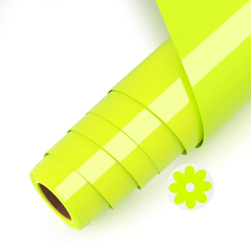 Asoway Plotterfolie Textil Gelb Fluoreszierende 3D Puff Vinylfolie HTV 25 X 244cm, Flexfolie Plotter Textil für DIY Kleidung, Mützen, Hosen, andere Stoffe, Leicht zu schneiden und zu jäten von Asoway