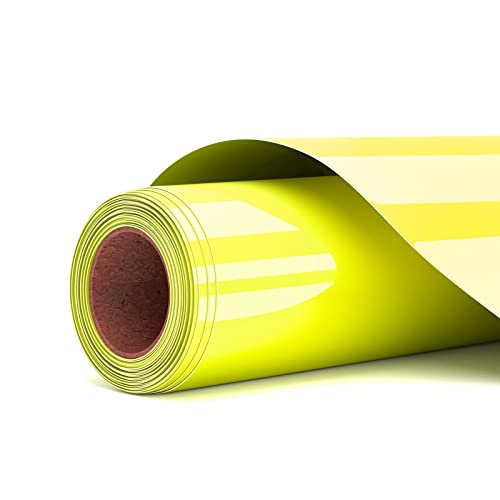 Flexfolie Plotter Textil Gelb Fluoreszierend, Plotterfolie Textil Heat Transfer Vinyl 30.5cm x 305cm,Wärmeübertragung Vinylfolie Plotter für DIY T-Shirtsund Stoffen,Leicht zu schneiden und zu jäten von Asoway