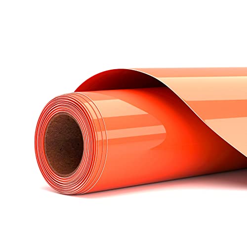 Flexfolie Plotter Textil Orange Fluoreszierende, Plotterfolie Textil Heat Transfer Vinyl 30.5cm x 305cm Rolle,Wärmeübertragung Vinylfolie für DIY T-Shirtsund Stoffen,Leicht zu schneiden und zu jäten von Asoway
