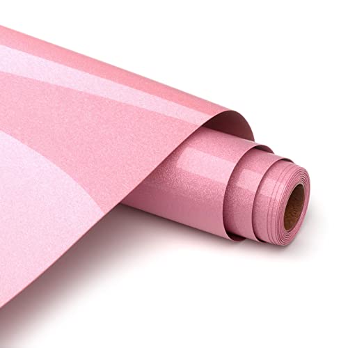 Asoway Flexfolie Plotter Textil Glitzer Rosa, Plotterfolie Textil Heat Transfer Vinyl 30,5 x 152 cm, Wärmeübertragung Vinylfolie Plotter für DIY T-Shirtsund Stoffen, Leicht zu schneiden und zu jäten von Asoway