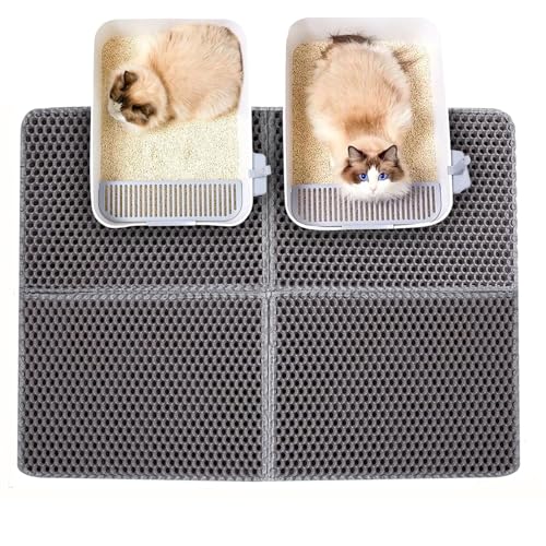 Asoway Katzenklo Matte 76X61CM, Katzenstreu Matte Katzenklo Unterleger Doppelte Schichte groß, Waben Design Katzentoilette Vorleger Faltbar Tragbar von Asoway