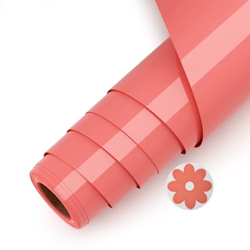 Asoway Plotterfolie Textil Orange rosa 3D Puff Vinylfolie HTV 25 X 244cm, Flexfolie Plotter Textil für DIY Kleidung, Mützen, Hosen, andere Stoffe, Leicht zu schneiden und zu jäten von Asoway