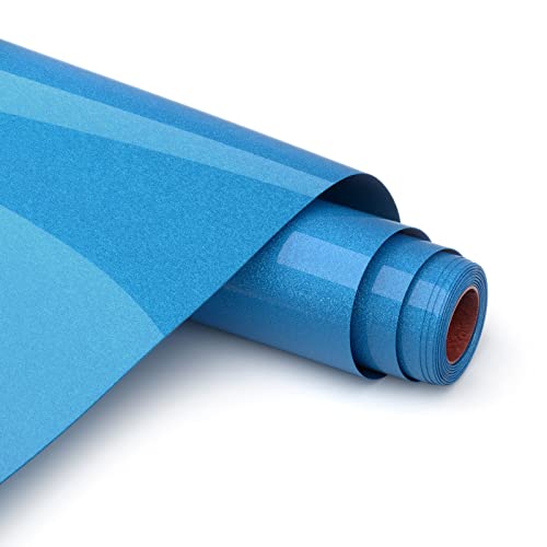 Flexfolie Plotter Textil Glitzer Royalblau, Plotterfolie Textil Heat Transfer Vinyl 30,5 x 152 cm, Wärmeübertragung Vinylfolie Plotter für DIY T-Shirtsund Stoffen, Leicht zu schneiden und zu jäten von Asoway