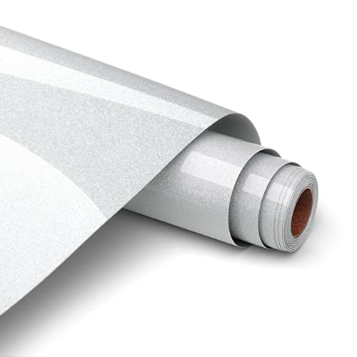 Flexfolie Plotter Textil Glitzer Silber, Plotterfolie Textil Heat Transfer Vinyl 30,5 x 152 cm, Wärmeübertragung Vinylfolie Plotter für DIY T-Shirtsund Stoffen, Leicht zu schneiden und zu jäten von Asoway