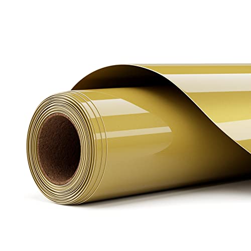 Asoway Flexfolie Plotter Textil Gold, Plotterfolie Textil Heat Transfer Vinyl 30.5cm x 305cm,Wärmeübertragung Vinylfolie Plotter für DIY T-Shirtsund Stoffen,Leicht zu schneiden und zu jäten von Asoway