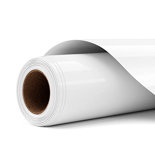 Asoway Flexfolie Plotter Textil Weiß, Plotterfolie Textil Heat Transfer Vinyl 30.5cm x 305cm, Wärmeübertragung Vinylfolie Plotter für DIY T-Shirtsund Stoffen,Leicht zu schneiden und zu jäten von Asoway