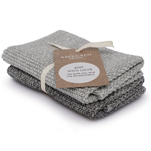 Aspegren Dänemark - 2er Set gestrickte Spüllappen - Blend Gray Aspegren Dänemark - 2er Set gestrickte Spüllappen - Blend Gray von Aspegren