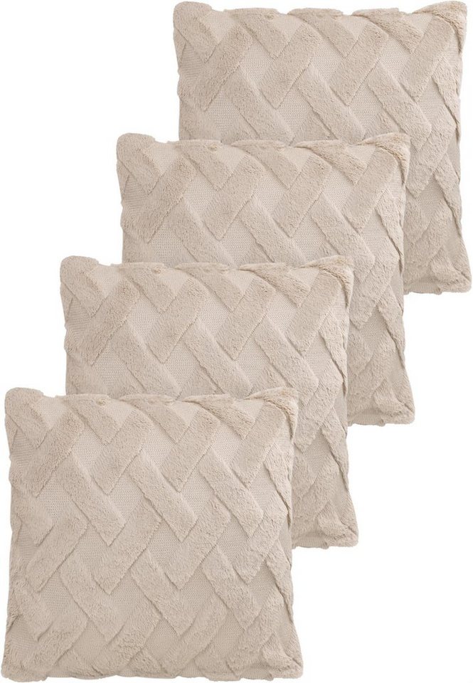 Aspero Dekokissen 4er Set Kissenbezüge Sofia, Plüsch Couchkissen 45 x 45 cm mit Cashmere Feeling von Aspero