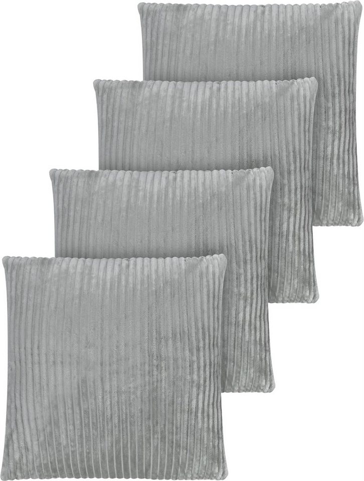 Aspero Dekokissen 4er Set Kissenbezüge aus Streifen-Flanell 45x45 cm, Weiche Sofakissen aus hautsympathischem Material von Aspero