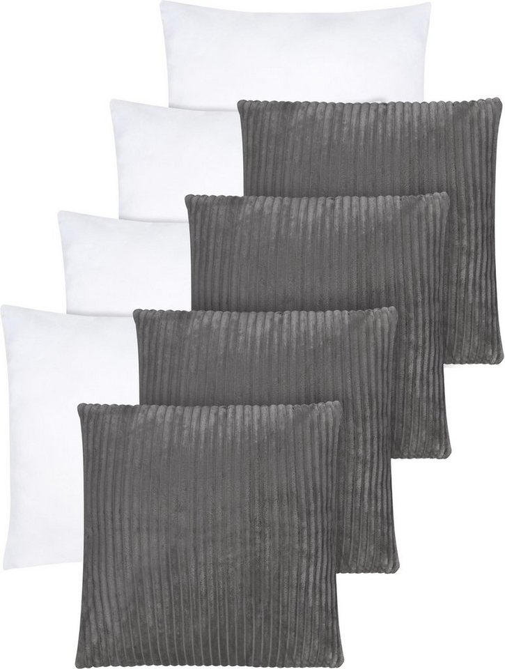Aspero Dekokissen 4er Set Kissenbezüge mit Füllung 45 x 45 cm Zarate, Weiche Sofakissen aus hautsympathischem Material von Aspero