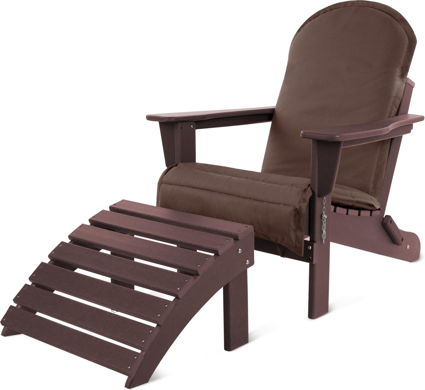 Aspero Gartenstuhl Adirondack Gartenstuhl mit Fußstütze und Auflage, Gartensessel -Set aus recyceltem Material Aspero Gartenstuhl Adirondack Gartenstuhl mit Fußstütze und Auflage, Gartensessel -Set aus recyceltem Material von Aspero