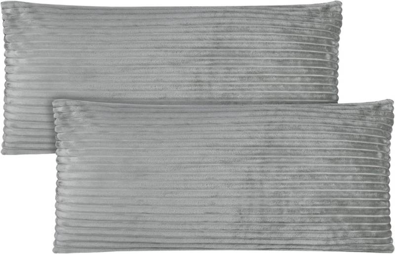 Aspero Kissenbezüge 2 Kissenbezüge aus Streifen-Flanell 40x80 cm, Kopfkissen aus hautsympathischem Material von Aspero