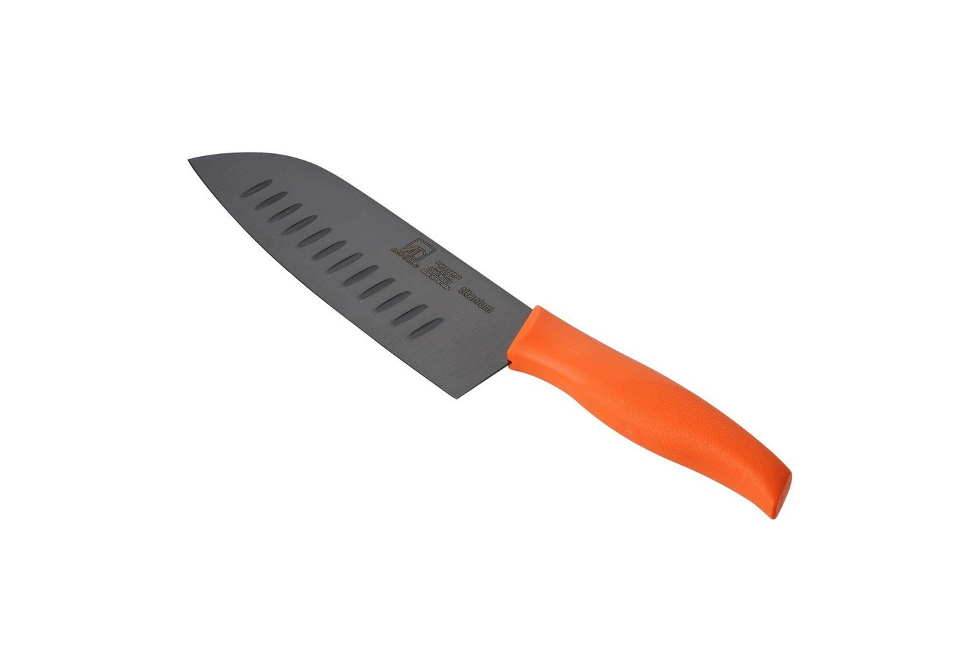 Asphald Allzweckmesser Santoku Messer Kochmesser Titan Klinge Orange Griff Titanmesser, aus einem Stück geschmiedet von Asphald