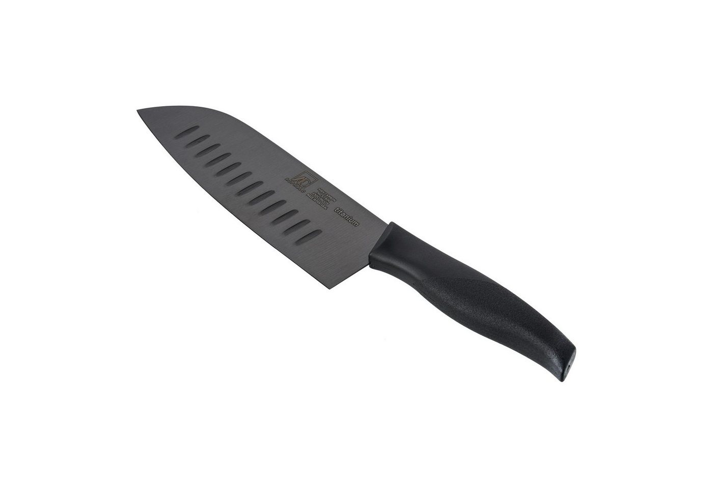 Asphald Allzweckmesser Santoku Messer Kochmesser Titan Klinge schwarzer Griff Titanmesser, aus einem Stück geschmiedet von Asphald