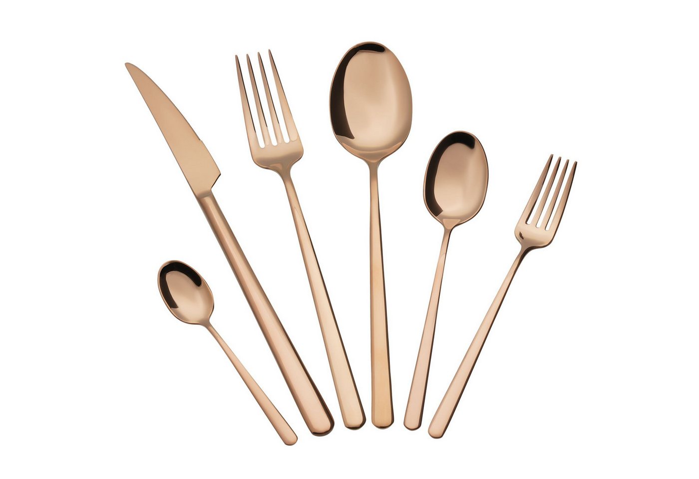 Asphald Besteck-Set Mariza Premium Kupfer Shiny Besteck Set 6 Personen (36-tlg), 6 Personen, Edelstahl 18/10, Ausgewogenes Gewicht - liegt perfekt in der Hand von Asphald