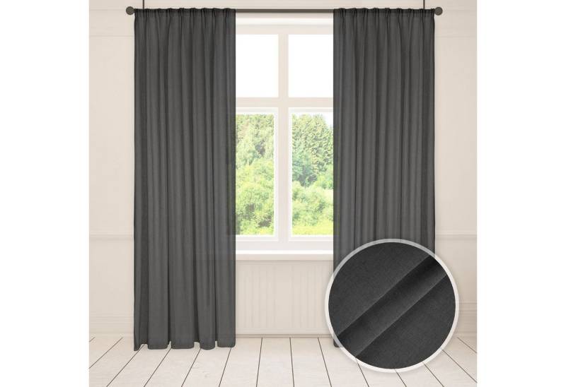 Asphald Gardine Gardinen auf Maß anthrazit Webware 3er Falte 1:2,5 (1 St), Faltenband, St.Br 200cm f.Breite 80cm von Asphald